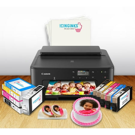 Icinginks Intermediate Edible Ink Printer Bundle Package with Edible Ink Cartridges, Edible Ink Cleaning Cartridges, and 12 Frosting Sheets