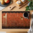 thumbnail image 2 of Placemats Set of 6, Orange Geometric Woven Placemat, Linen Place Mats for Kitchen/Dining Tables, Ombre Modern Abstract Art Washable Table Mats for Party, 2 of 8