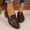 #319-Brown, variant on Women's Casual Platform Wedge Slip-On Shoes - All-Season Round Toe Leather Comfort Flats for Moms, Low Cut Solid Color Design