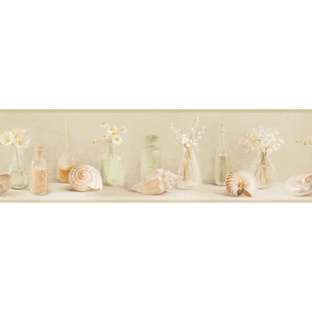 Chesapeake Cahoon Teal Vases Border Prepasted Non Woven Blend Wallpaper, 8-in by 15-ft, 56.4 sq. ft.
