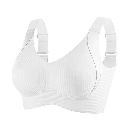 Gnurob Wirefree Bras for Womens Seamless Bralettes No Underwire Adjustable Strap Bralette Push Up Bralettes with Support Sprots Everyday Bra Clearance Saving White XX-Large