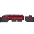 thumbnail image 1 of Modway Sectionnel de Mobilier de Patio Extérieur en Osier Rattan Convene 9 Pcs, Rouge, 1 of 6