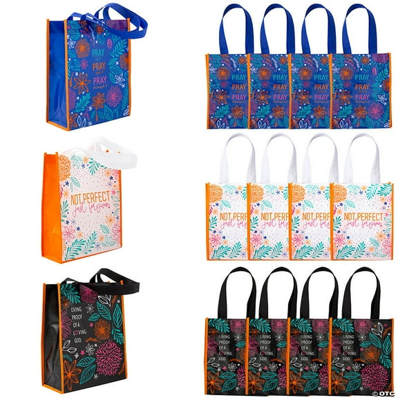 9" x 11" Medium Religious Faith-Based Nonwoven Shopper Tote Bags – 12 Pieces
