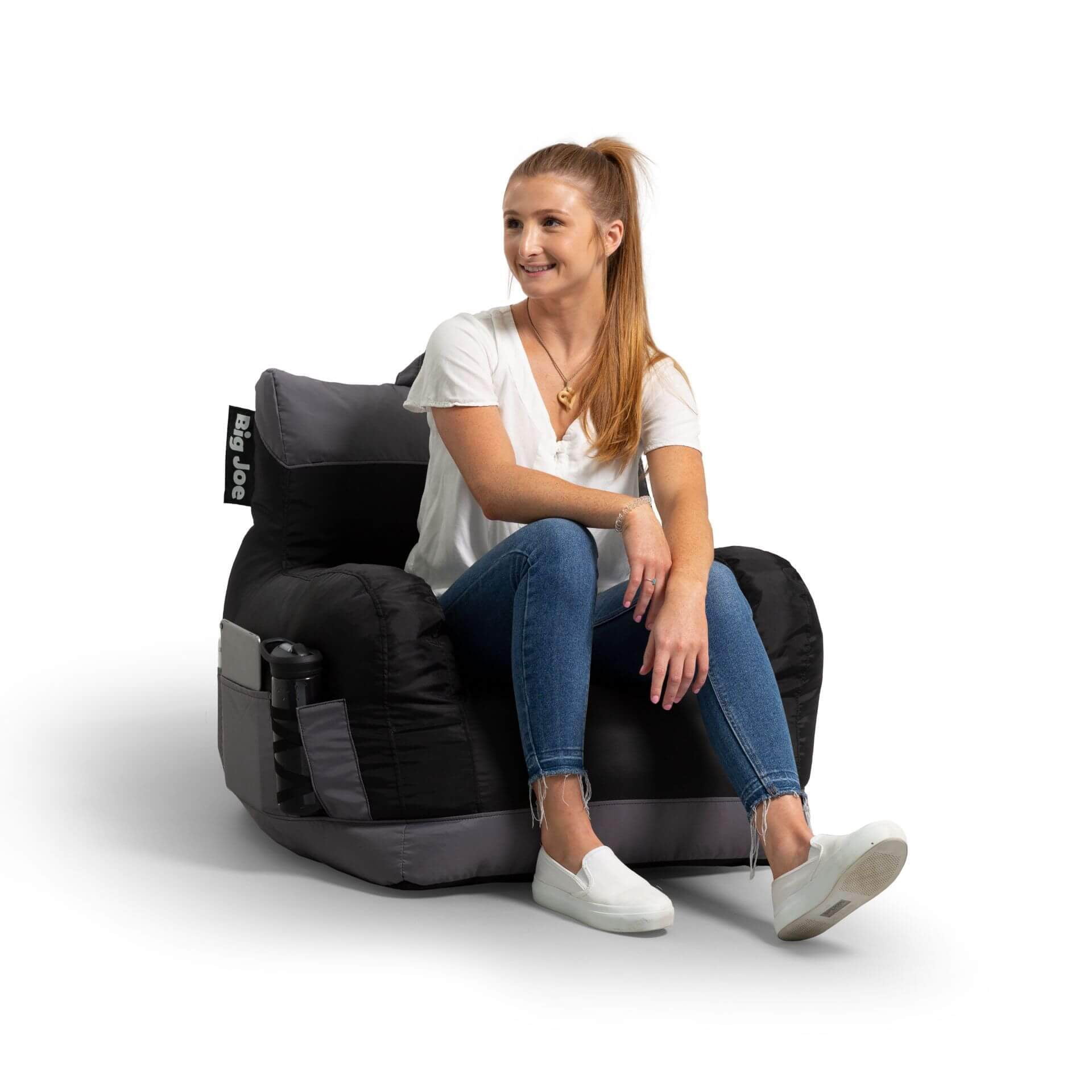 Big Joe Dorm Bean Bag Chair with Drink Holder and Pocket, 3 feet