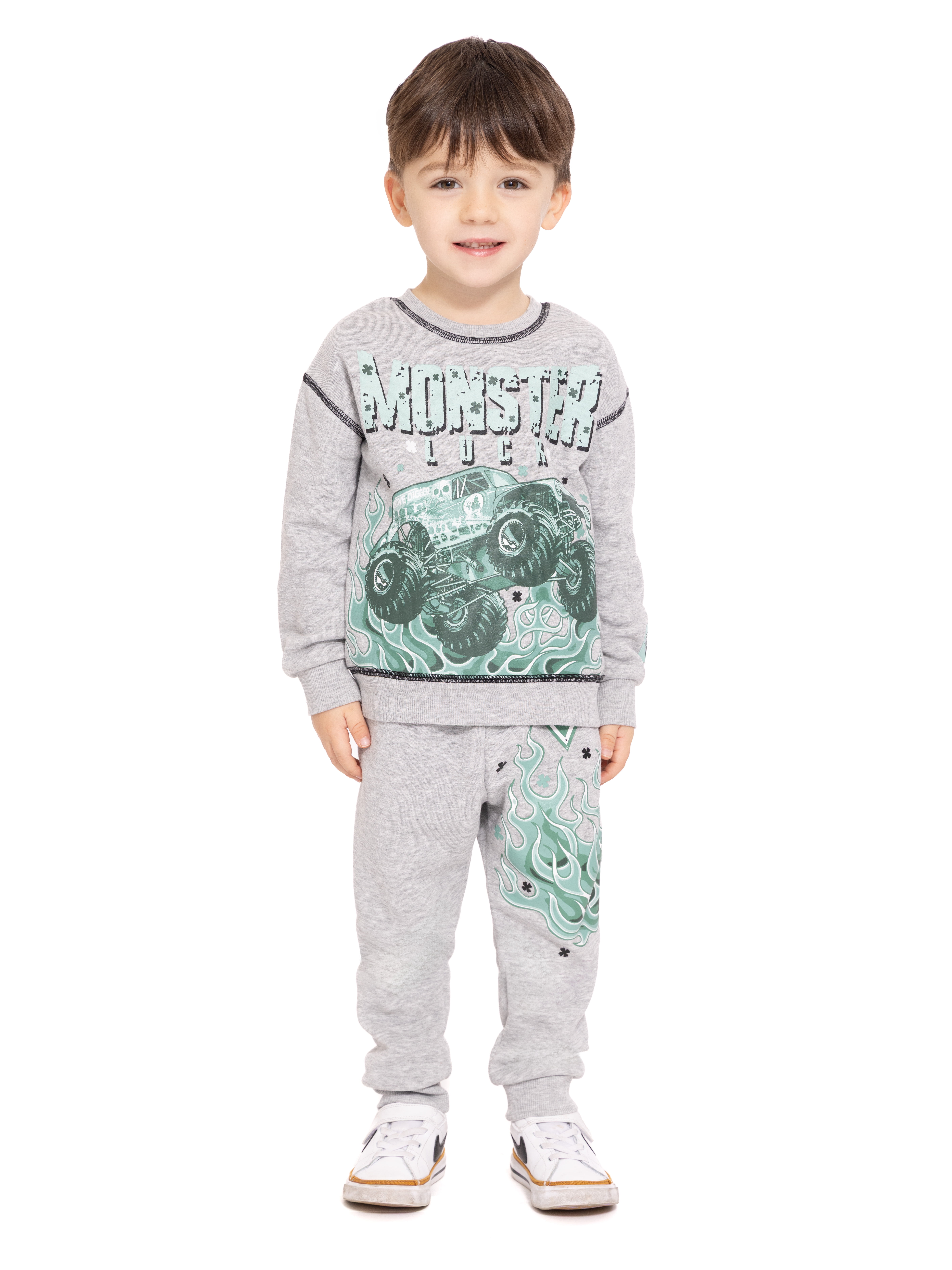 St Patrick’s Day Monster Jam Toddler Boys Graphic Sweatshirt and Sweatpants Set, 2-Piece, Sizes 12M-5T