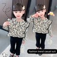 thumbnail image 2 of Aosijia Toddler Baby Girl 2-Piece Suit Floral Print Long Sleeve Tops Flared Pants Set Kids Outfits, 2 of 13