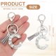 thumbnail image 2 of Llave de letra inicial Uxcell con borlas y perlas, llavero de letra C brillante con strass y anillo para llaves, bolso, carteras, llaves de coche, taza, plata, 2 of 7