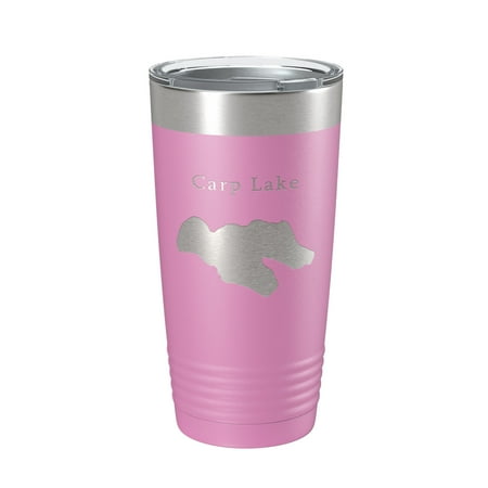 

Carp Lake Map Tumbler Travel Mug Insulated Laser Engraved Coffee Cup Michigan 20 oz Light Purple