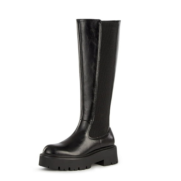 Yolanda Zula Women's Knee High Boot Comfortable Platform Lug Sole Round Toe Side Zipper Fashion Dress Boots