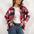 thumbnail image 5 of jsaierl Womens Shacket Jacket Flannel Shacket Fall Plaid Jackets Long Sleeve Button Down Shirts Boyfriend Blouses Tops, 5 of 7