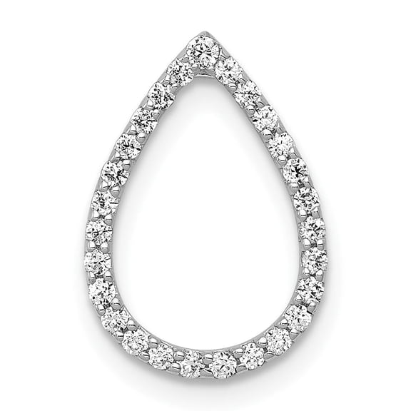 14k White Gold Teardrop Pendant Necklace for Women with Open Design, Round Cut Diamond Accents, Elegant Minimalist Fine Jewelry for Everyday or Formal Wear