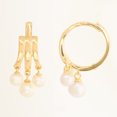thumbnail image 3 of Anygolds 14K Real Solid Gold Pearl Hoop Earrings, Cartilage Daith Helix Tragus Conch Earlobe Snug Hinged Huggie Hoop Ear Clicker Ring Piercing - MOT47713-PWY Yellow Gold, 3 of 6
