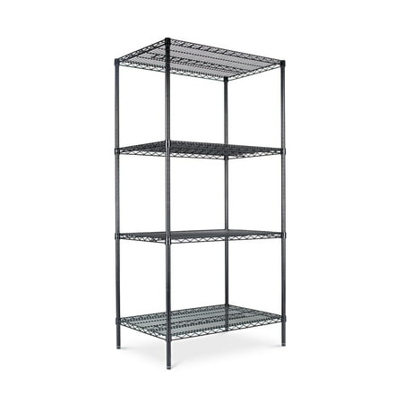 Alera Industrial Heavy-Duty Wire Shelving Starter Kit, 4-Shelf, 36w x 24d x 72h, Black