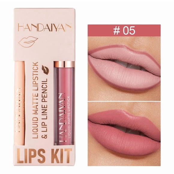 12-color Matte Lip Liner And Lip Gloss Combo