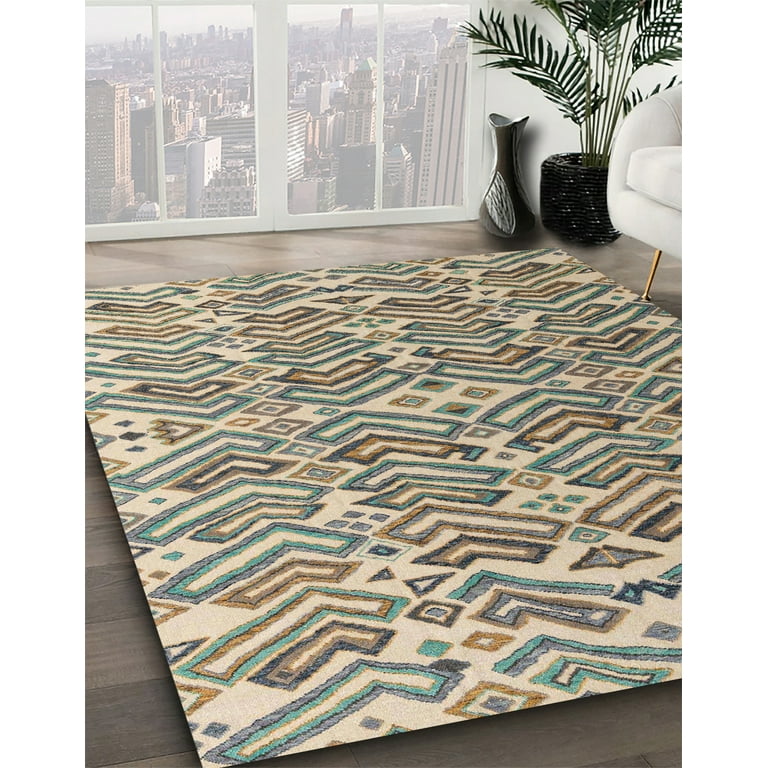 Ahgly Company Machine Washable Indoor Rectangle Transitional Moccasin Beige  Area Rugs, 3' x 5
