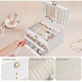 thumbnail image 5 of Jewelry Organizer Box, 3 Layers with 2 Drawers Women Jewelry Box, Large Jewelry Organizers Jewelry Boxes Display Earring Necklace Watch Bracelet and Rings (White), 5 of 7