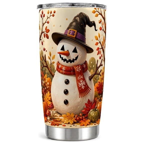 Witch Snowman Tumbler 20oz, Autumn Tumbler, Stainless Steel Travel Cup