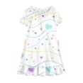 thumbnail image 5 of IFNWSV Girls Summer Dresses Solid Color Short Puff Sleeve Ruffled Hem Casual Breathable Polyester Sleeping Dress Multicolor 10-11 Years, 5 of 7
