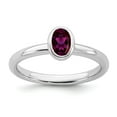 thumbnail image 1 of 925 Sterling Silver Stackable Expressions Oval Rhodolite Garnet Ring Size: 6; for Adults and Teens; for Women and Men, 1 of 5