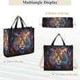 thumbnail image 6 of Tiger Head Colorful Corduroy Tote Bag Handbag Large Messenger Bag Shoulder Crossbody Zipper Bag Purse, 6 of 8