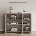 thumbnail image 3 of SICOTAS 46.7" Wide 3-Door Storage Cabinet Set of 2- Large Sideboard with Wave Panel Doors & Adjustable Shelves Push-to-Open Design Sideboard Credenza for Living Room Kitchen Entryway, Light Grey Alde, 3 of 8