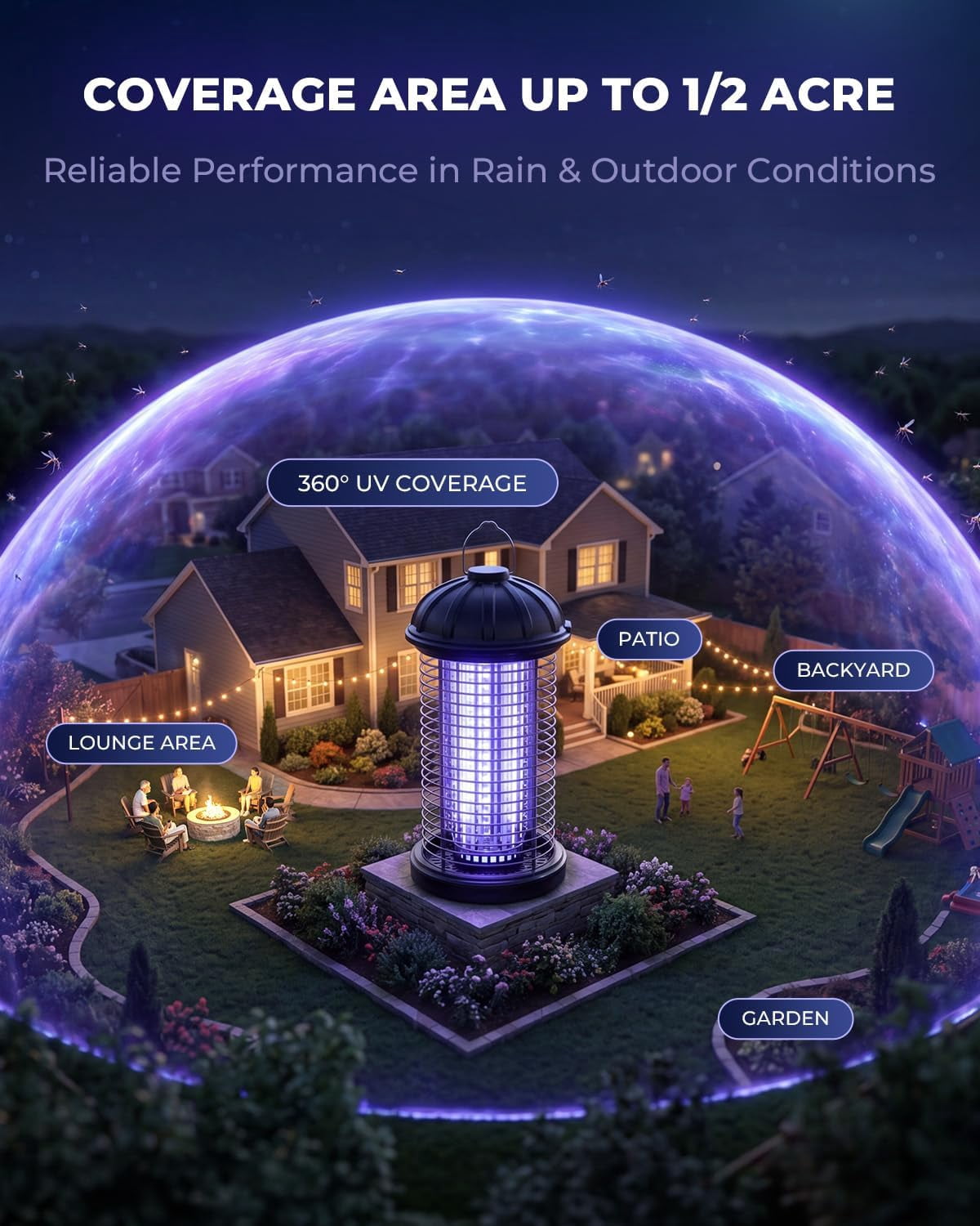 Electric Bug Zapper Outdoor, Mosquito Killer Lamp, Hanging Waterproof Insect Fly Trap for Indoor Outdoor Patio Garage