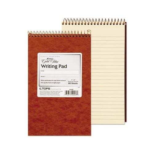 Gold Fibre Retro Wirebound Writing Pads 1 Subject, Medium/College Rule, Red Cover, 5 x 8, 80 Sheets
