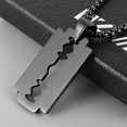 thumbnail image 4 of HZMAN Mens Stainless Steel Razor Blade Model Dog Tag Pendant Hip Hop Necklace,22+2" Chain (Black), 4 of 6