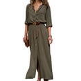 thumbnail image 1 of Vestido maxi de mujer sólido con escote en V profundo Vestido de manga larga con cordones divididos en otoño para niña Scienceny FS9538-02, 1 of 7