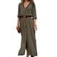 thumbnail image 1 of Vestido maxi de mujer sólido con escote en V profundo Vestido de manga larga con cordones divididos en otoño para niña kenally  FS9538-02, 1 of 7