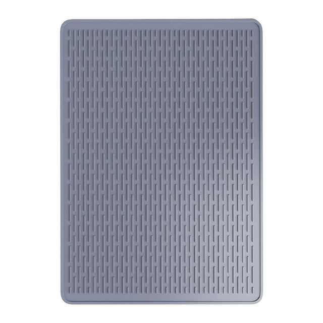 Elodie Dish Drying Mat Washable Countertop Home Easy Clean Silicone Stove Top Cover Gray 76x53cm