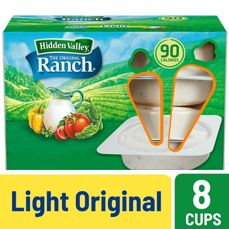 (2 Pack) Hidden Valley Original Ranch Light Salad Dressing To Go Cups - 1.5 Ozs Each - 8