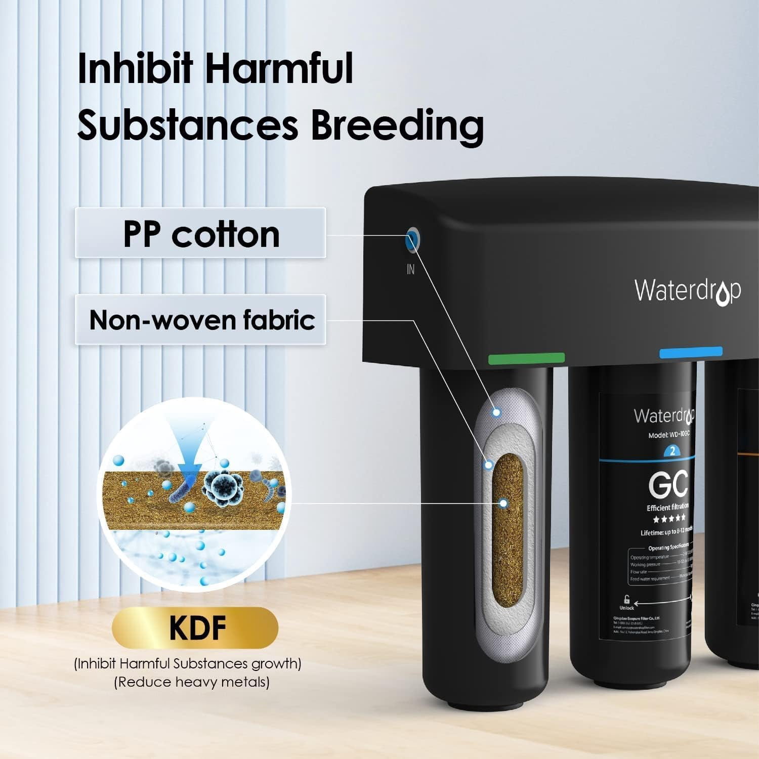 Restored Waterdrop TSA 8 Layer Under Sink Water Filter System, Under Sink Water Filtration System, Reduces PFAS, PFOA/PFOS, Fluoride, Chlorine, Bad Taste & Odor, USA Tech (Refurbished)