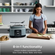 Ninja 14-in-1 PossibleCooker PRO 8.5-qt Multi-Cooker, with Slow Cooker, Dutch Oven, Steamer & More, Glass Lid & Integrated Spoon, Oven Safe Pot to 500°F, MC1001 Sea Salt Gray