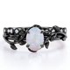 thumbnail image 1 of JeenMata Anillo de Novia con Diseño de Hojas Filigrana Art Déco Milgrain, Ópalo Welo de Corte Ovalado de 1,5 Quilates y Moissanita, Chapado en Oro Negro de 18 K sobre Plata, 1 of 6