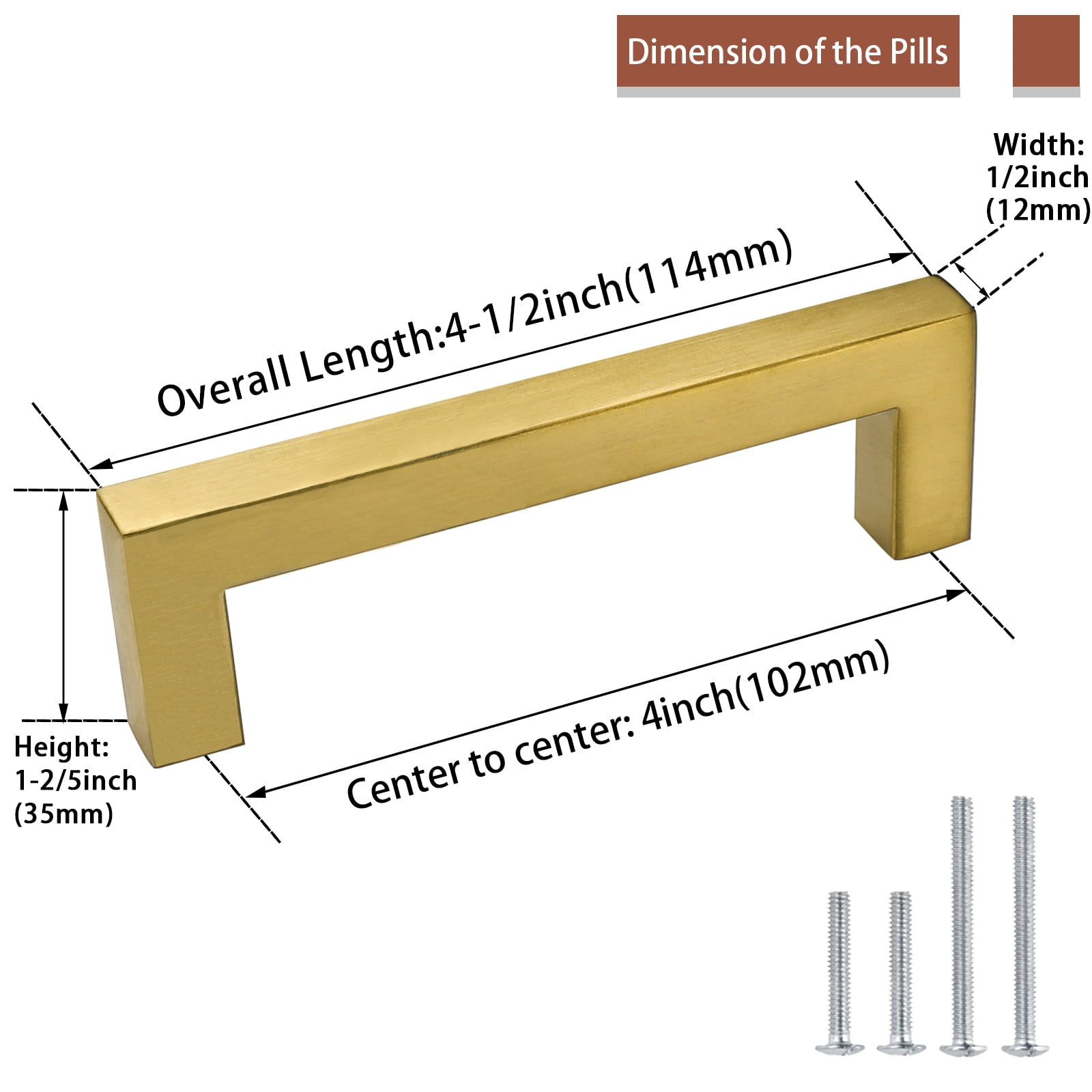 Homdiy 10 Pack Stainless Steel Cabinet Handles Brushed Brass Drawer Pulls for Kitchen Cabinet 4inch