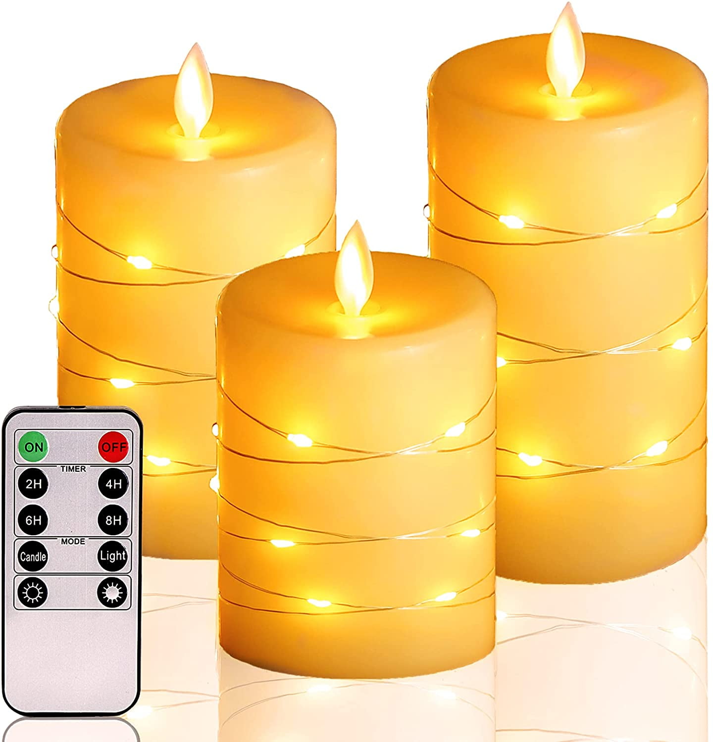 Da by Flameless Candles,Battery Candles,Flickering Candles with Remote.for Seasonal and Festival Celebration’s Led Candles Pack of 5 Ivory Real Paraffin Led Candles. H 4 5 678 