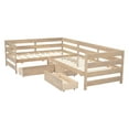 thumbnail image 6 of Harper & Bright Designs Twin Size L-Shaped Platform Bed ,  Wood Platform Bed Frame with 3 Storage Drawers and Guardrail for Boys Girls, Natural, 6 of 14