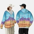 thumbnail image 4 of Daiia Pixel Desert Landscape UPF 50+ Sun Protection Hoodie Jacket Lightweight Long Sleeve Sun Shirt for Women Men with Pocket Hiking Outdoor-3X-Large, 4 of 7