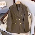 thumbnail image 4 of XPMWRP Women's Double Breasted Gold Button Blazer Notch Lapel Long Sleeve Solid Casual Suit Jacket Pockets for Business Office Daily Travel Coffee S, 4 of 5