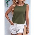 thumbnail image 6 of Womens Loose Fit Casual Flowy Tank Tops Crew Neck Trendy Sleeveless Summer Tops Clothes Green L, 6 of 9