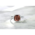 thumbnail image 5 of Gem Stone King 2.25 Ct Cushion Red Tiger Eye White Diamond 10K White Gold Ring, 5 of 7