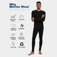 thumbnail image 2 of Woolcano Men’s 100% Merino Wool Base Layer Set Lightweight Thermal Underwear for Ski Winter Outdoor Sports, 2 of 6