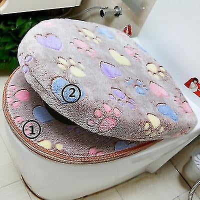 Coffee 2 pieces set Thick Coral Velvet Luxury Toilet Seat Cover Set Soft Warm Zipper One Two