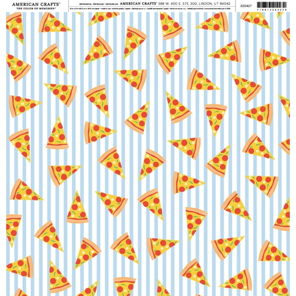 American Crafts Brands Food Cardstock 12"X12"-On A Whim-Pizz Party