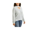 Juniors' Plus Mock Neck With Cut Out Pull Over Sweater