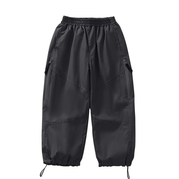 Pantalones largos para niños, de color liso, informales, versátiles, de pierna ancha con cinturilla elástica, modernos e informales, de poliéster.