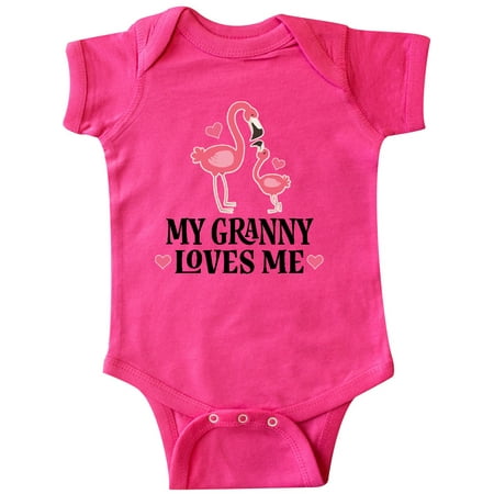 

Inktastic Granny Loves Me Flamingo Girls Gift Baby Girl Bodysuit