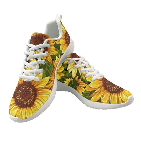 

Running Shoes Light Breathable Sneakers Sunflowers Pattern Mesh Men Outdoor Sports Shoes Unisex Lace-up 2022 Women Shoes