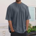 thumbnail image 2 of Mens Oversized T-Shirts Fashion Loose Fit Crewneck Tshirt Streetwear Heavyweight Short Sleeve Tee Shirt Gym Workout Tops, 2 of 5